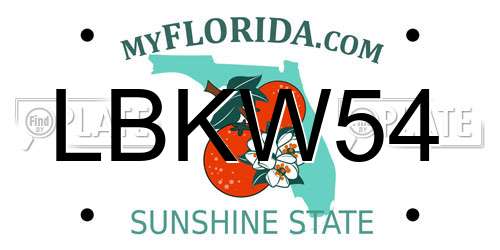 LBKW54 Florida License Plate