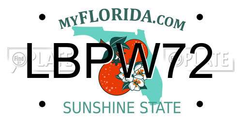 LBPW72 Florida License Plate