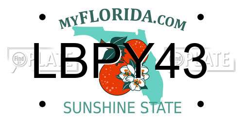 LBPY43 Florida License Plate