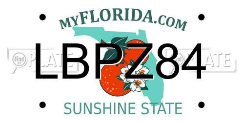 LBPZ84 Florida License Plate