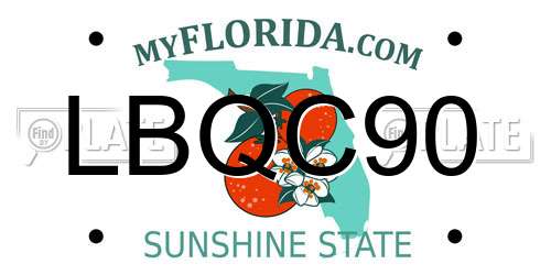 LBQC90 Florida License Plate
