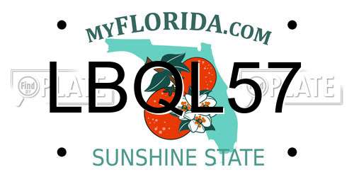 LBQL57 Florida License Plate