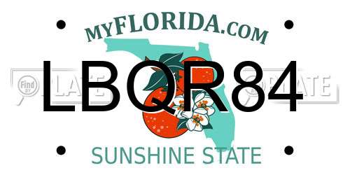 LBQR84 Florida License Plate