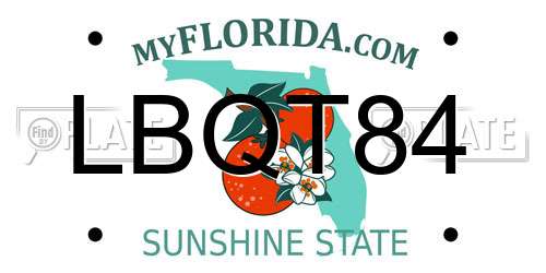 LBQT84 Florida License Plate