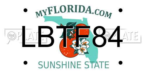 LBTF84 Florida License Plate