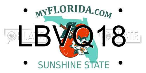 LBVQ18 Florida License Plate