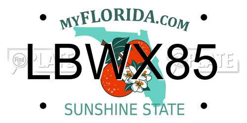 LBWX85 Florida License Plate