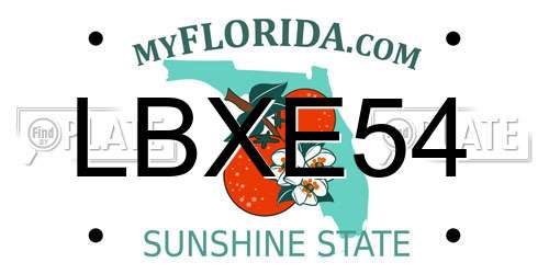LBXE54 Florida License Plate