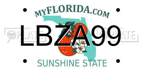 LBZA99 Florida License Plate