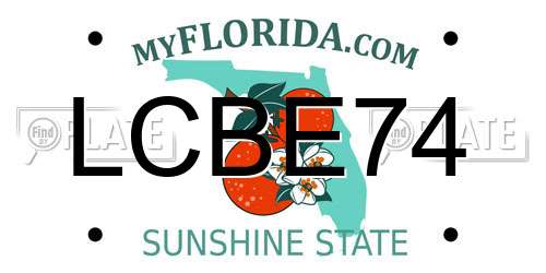 LCBE74 Florida License Plate