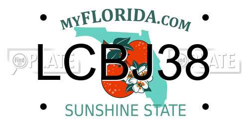 LCBJ38 Florida License Plate