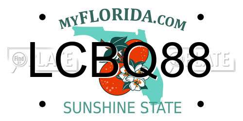 LCBQ88 Florida License Plate