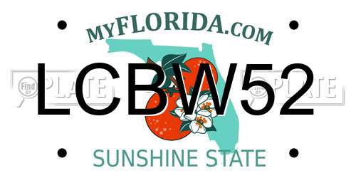 LCBW52 Florida License Plate
