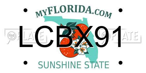 LCBX91 Florida License Plate