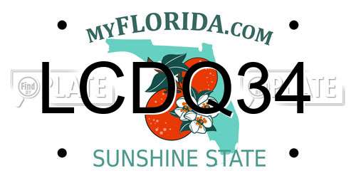 LCDQ34 Florida License Plate