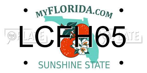LCFH65 Florida License Plate