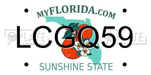 LCGQ59 Florida License Plate