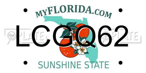 LCGQ62 Florida License Plate