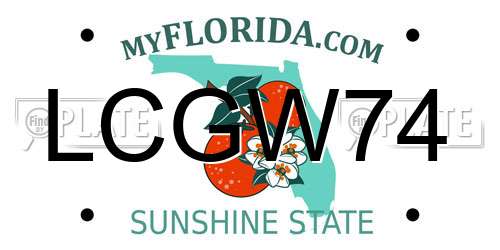 LCGW74 Florida License Plate