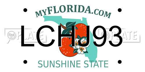LCHJ93 Florida License Plate