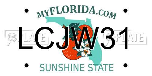 LCJW31 Florida License Plate