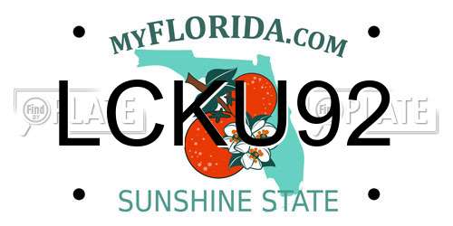 LCKU92 Florida License Plate