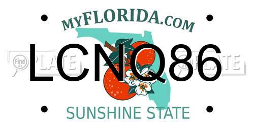 LCNQ86 Florida License Plate