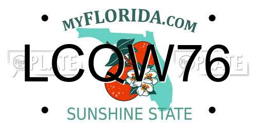 LCQW76 Florida License Plate