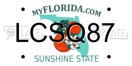 LCSQ87 Florida License Plate