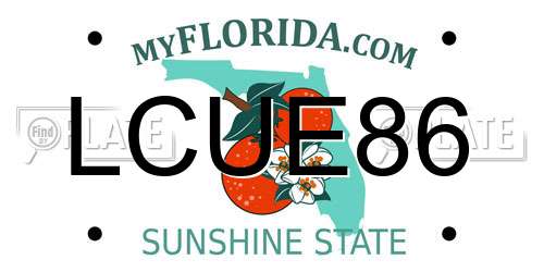 LCUE86 Florida License Plate
