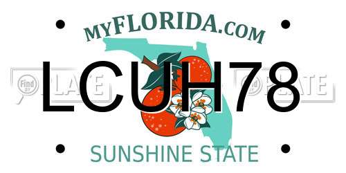 LCUH78 Florida License Plate