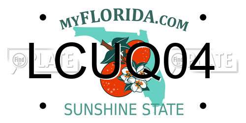 LCUQ04 Florida License Plate