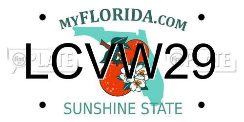LCVW29 Florida License Plate