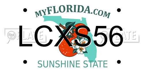 LCXS56 Florida License Plate