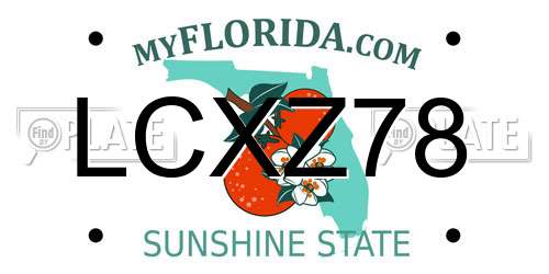 LCXZ78 Florida License Plate