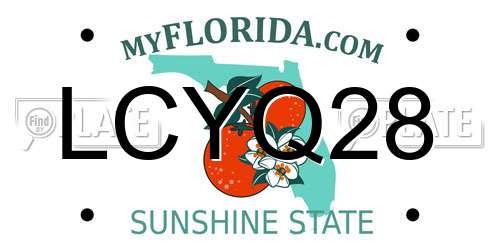 LCYQ28 Florida License Plate