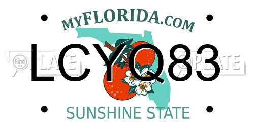 LCYQ83 Florida License Plate