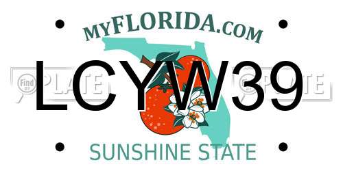 LCYW39 Florida License Plate