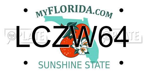 LCZW64 Florida License Plate