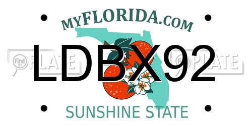 LDBX92 Florida License Plate