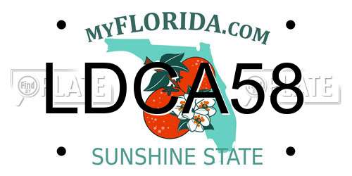 LDCA58 Florida License Plate