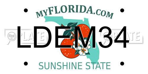 LDEM34 Florida License Plate