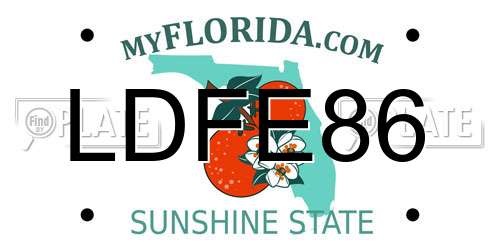 LDFE86 Florida License Plate
