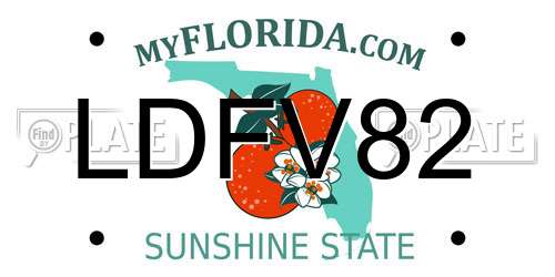 LDFV82 Florida License Plate
