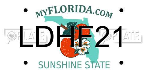 LDHF21 Florida License Plate