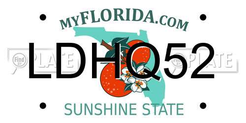 LDHQ52 Florida License Plate