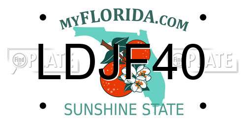 LDJF40 Florida License Plate