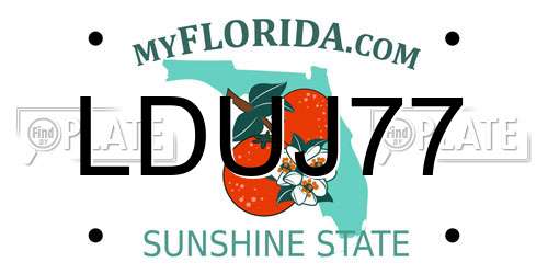 LDUJ77 Florida License Plate