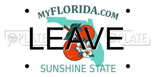 LEAVE Florida License Plate