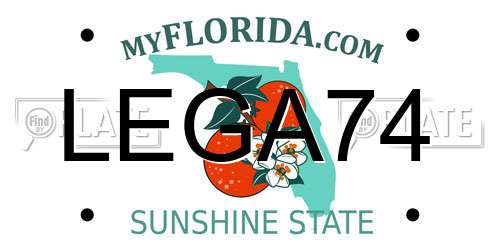LEGA74 Florida License Plate